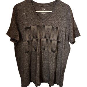 Armani Exchange V-Neck T-Shirt Womens Size XL Gray Spell Out Graphic Shirt